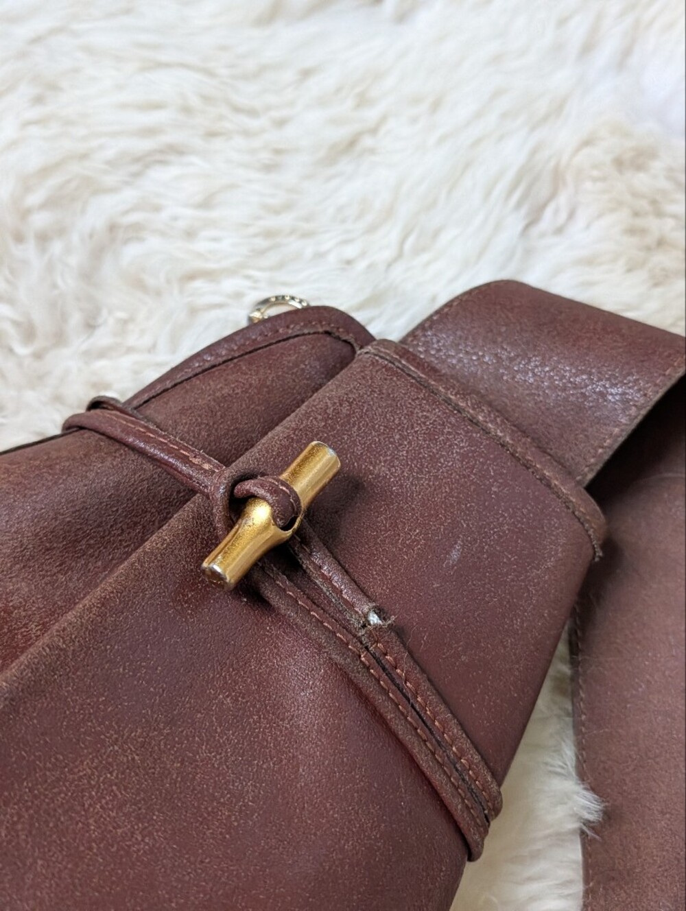 Rare Vintage Longhcamp Leather Triangle Rouseau Bag - Picture 4 of 10